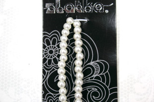 Бусины стеклянные под жемчуг 6 мм 76 шт на нити №03 св.кремовый