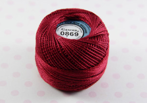 Пряжа Ирис 100% хлопок 10г 82м №0869 вишнёвый