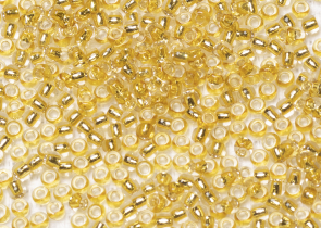 Бисер Япония круглый 11/0 10г 2151S шампань, серебряная линия внутри