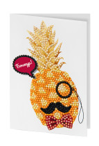 Кристальная ( алмазная) мозаика  " ФРЕЯ" ALVO- 607 открытка " Ананас, бонжур!" 10. 5 х 14. 8 см